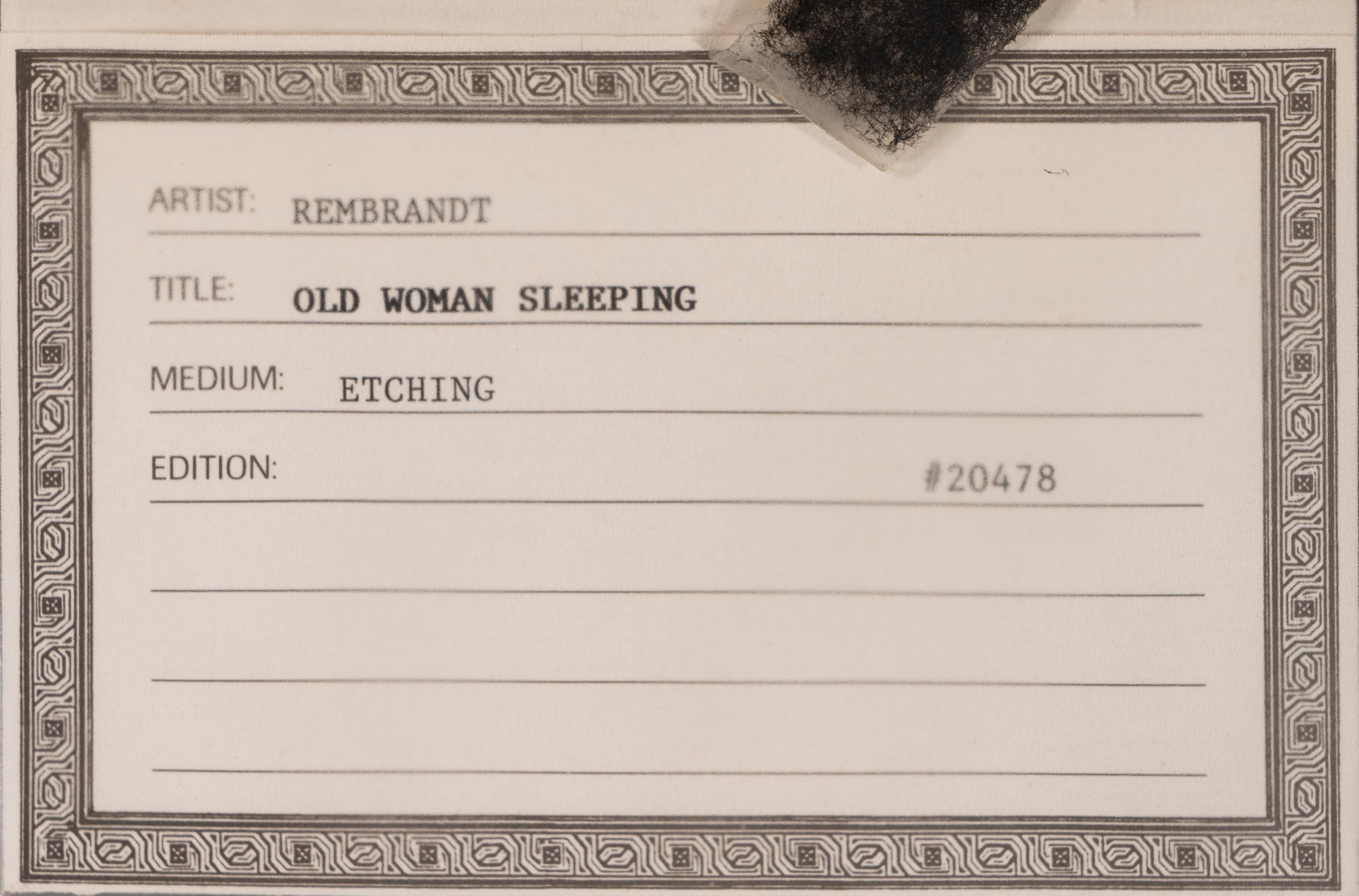 Old Woman Sleeping, ca. 1635-1637
