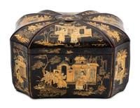 A Chinese Export Lacquered Tea Caddy
