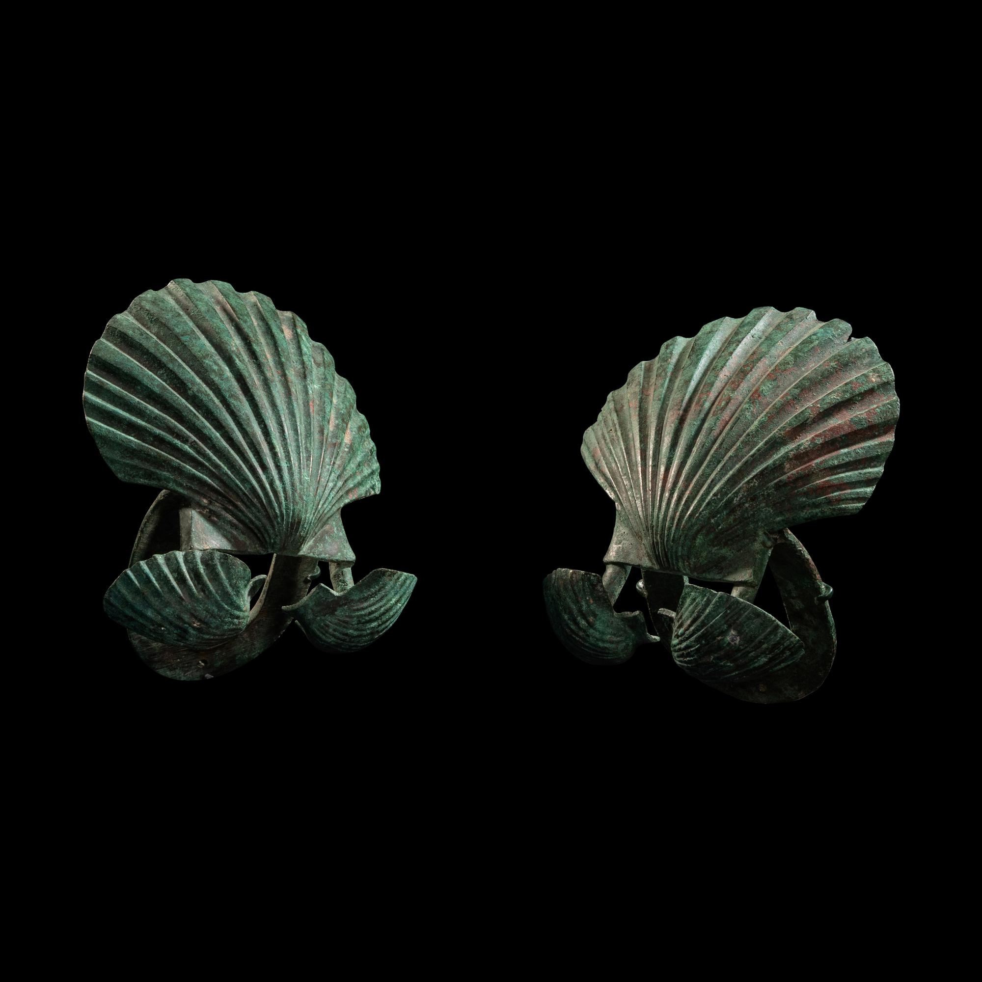 Two Roman Bronze Chariot Fittings in the Form of Shells