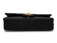Chanel Double Flap in Quilted Black Satin, Early 1980s