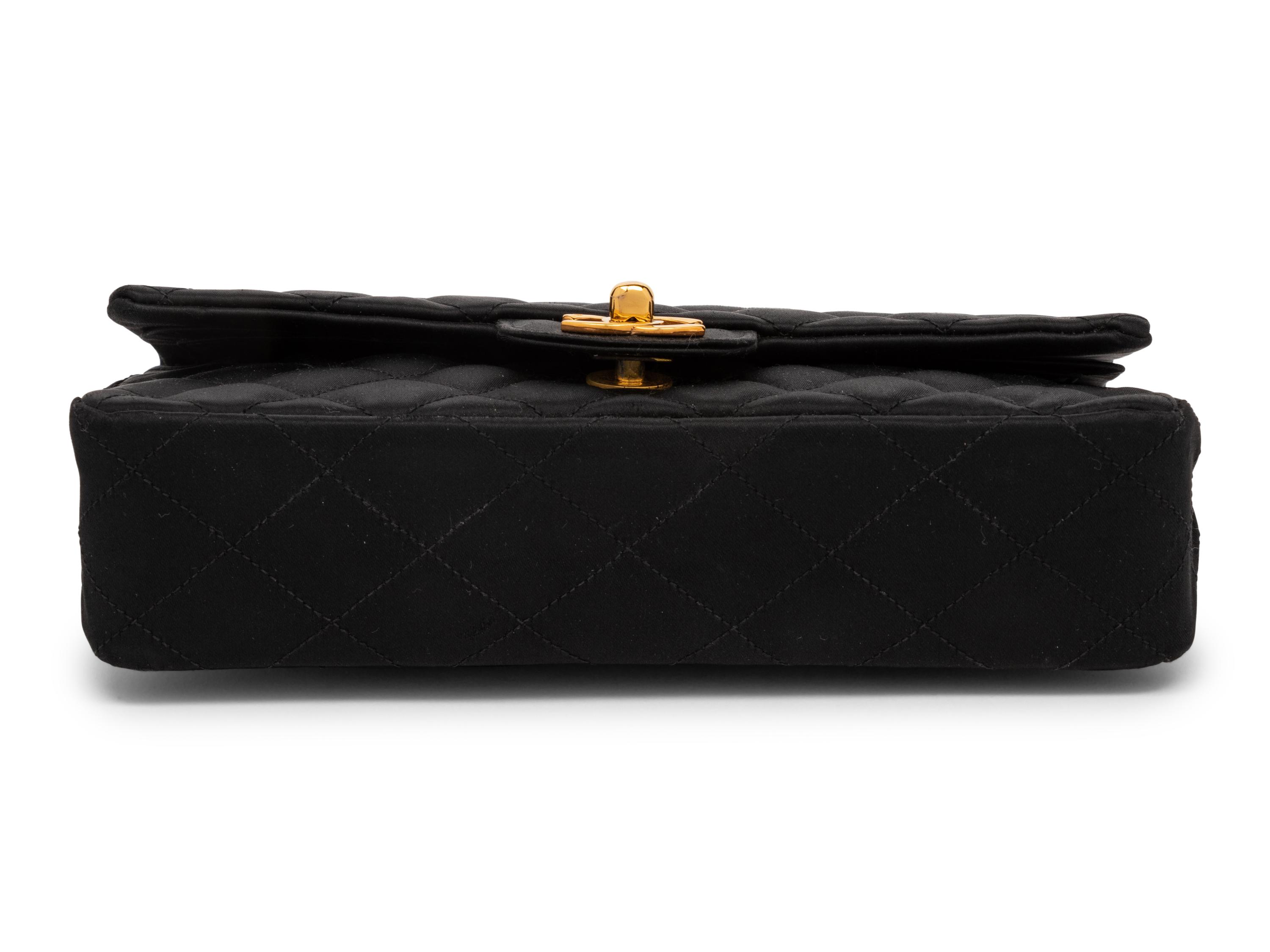 Chanel Double Flap in Quilted Black Satin, Early 1980s