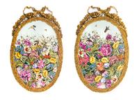 A Pair of Sevres Style Porcelain Plaques Height 29 1/2 x width 18 inches.