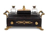 An Empire Style Gilt Bronze Mounted Ebonized Standish