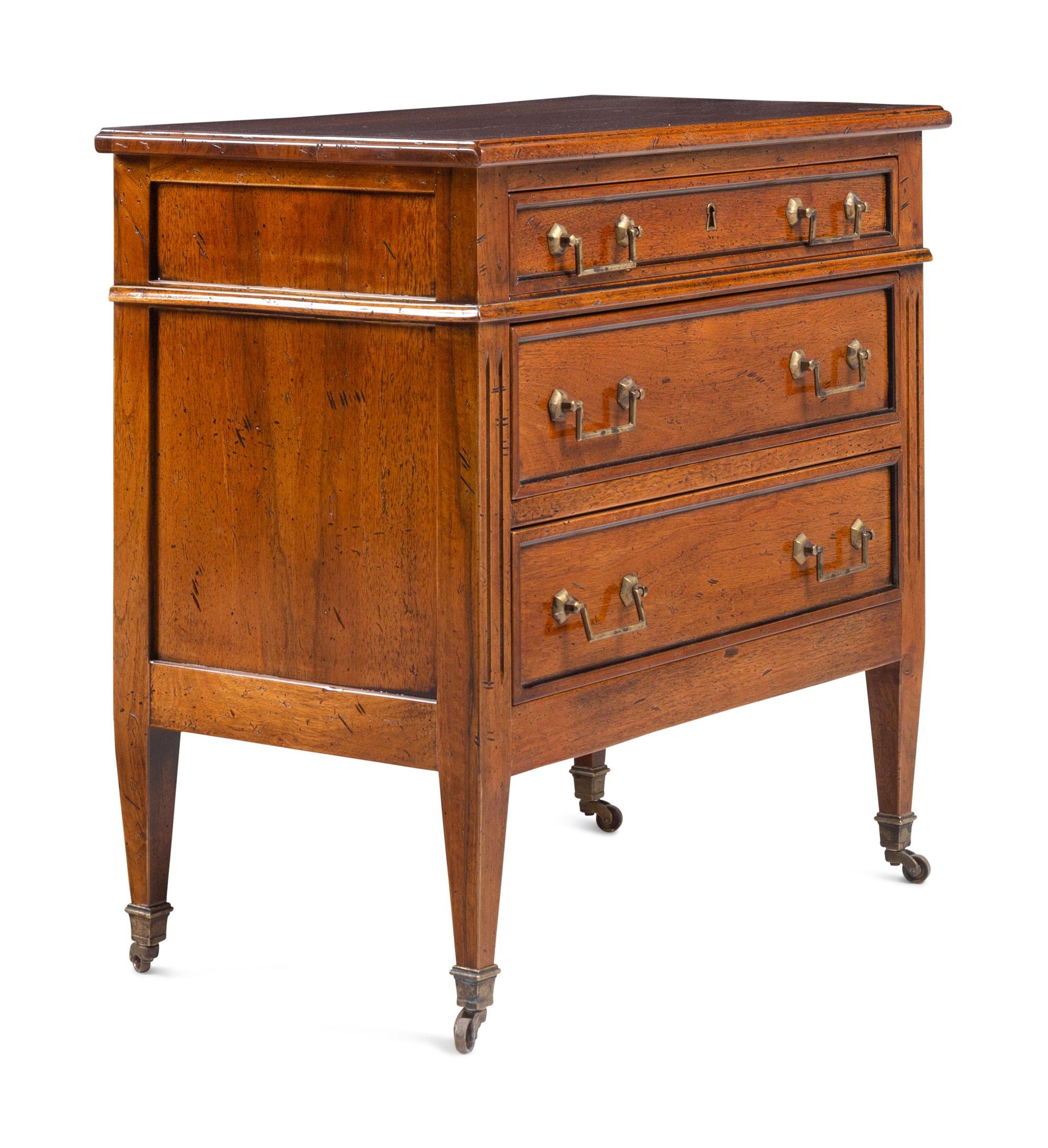 A Pair of Directoire Style Walnut Small Commodes