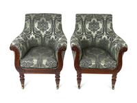 A Pair of Regency Faux Rosewood Upholstered Bergeres Attributed to Gillows — 19TH CENTURY