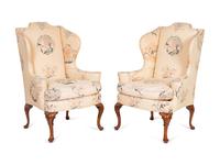 A Pair of Queen Anne Style Wing Chairs — 20TH CENTURY