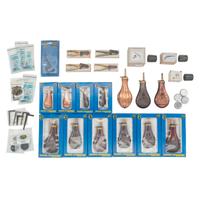 Lot of Reproduction Powder Flasks and Black Powder Tools