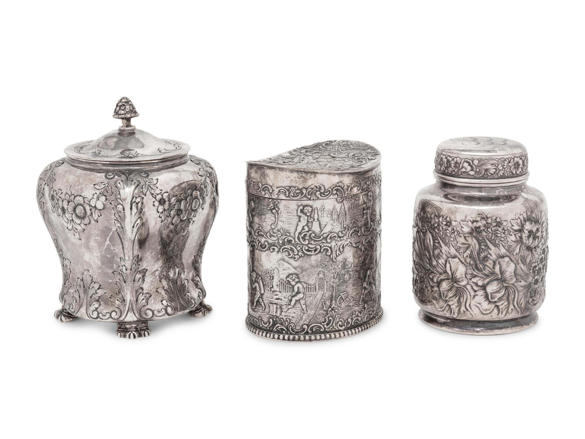 Three Silver Tea Caddies