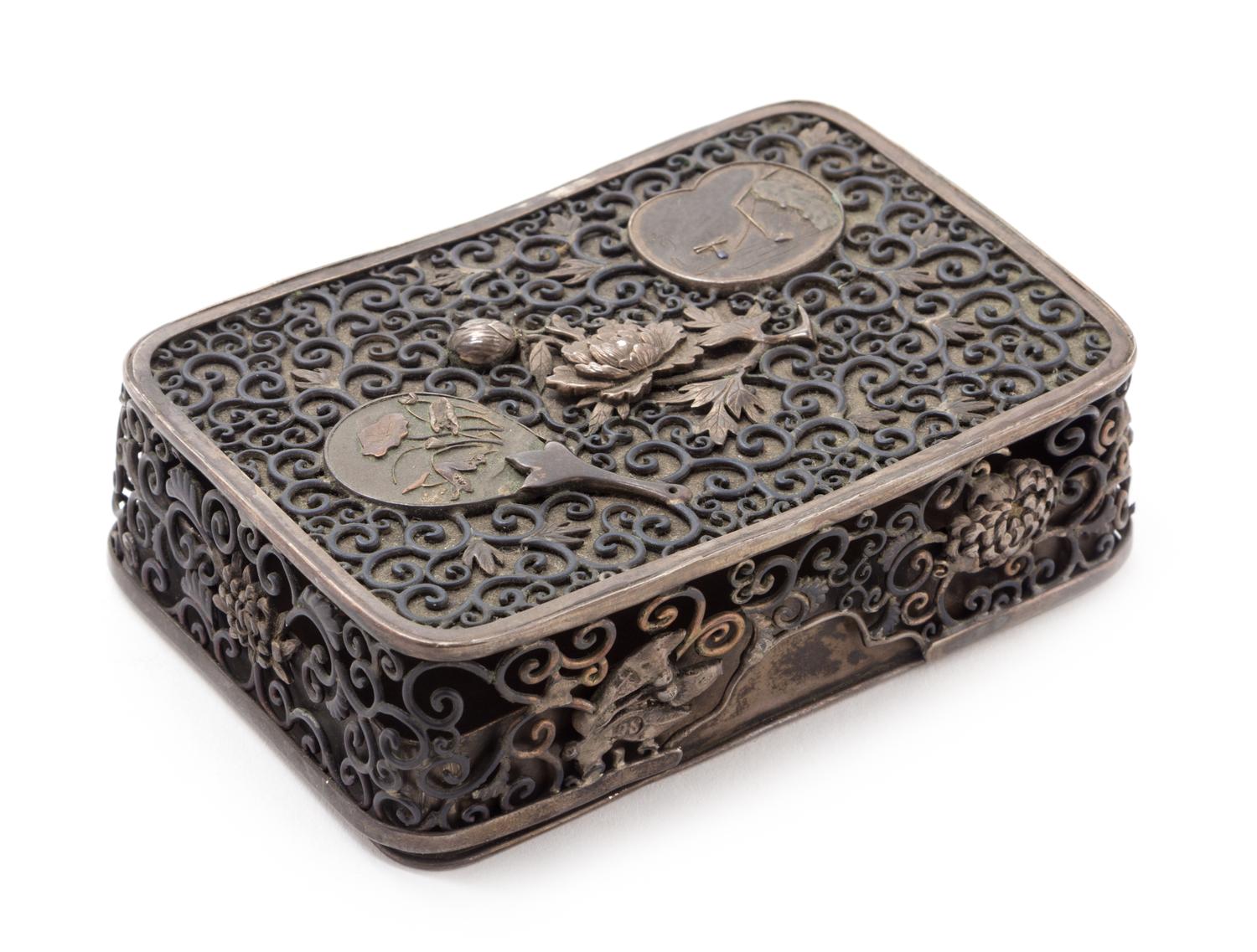 A Chinese Export Silver Box Length of box 4 inches.