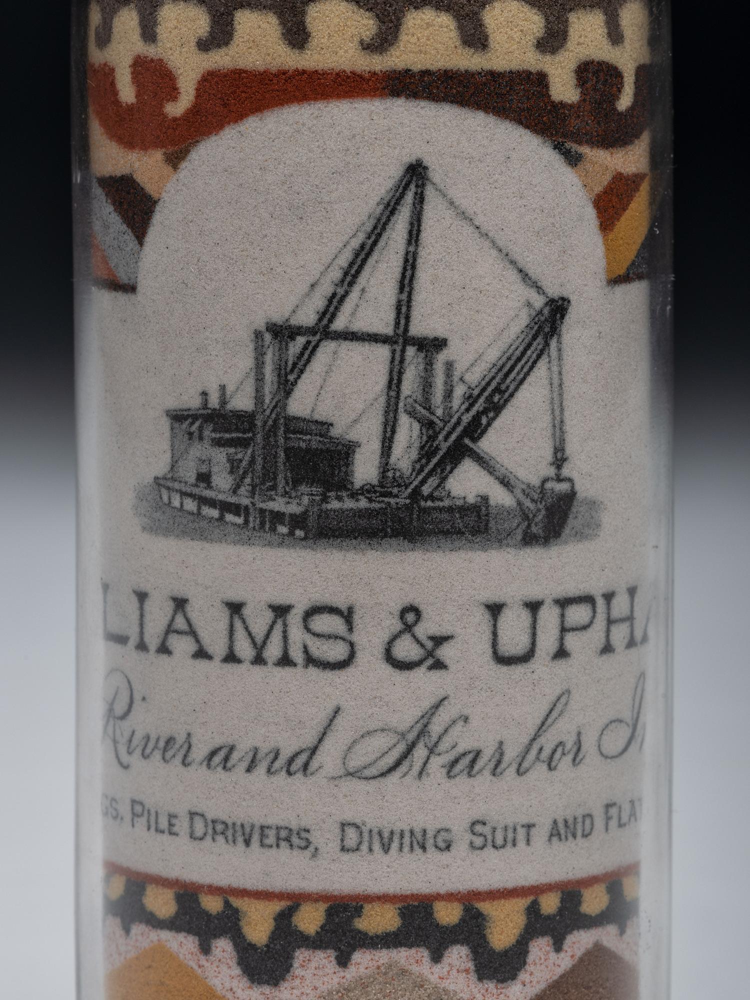 An Andrew Clemens (American, 1857-1894) Williams and Upham Contractors for River and Harbor Improvements Sand Bottle