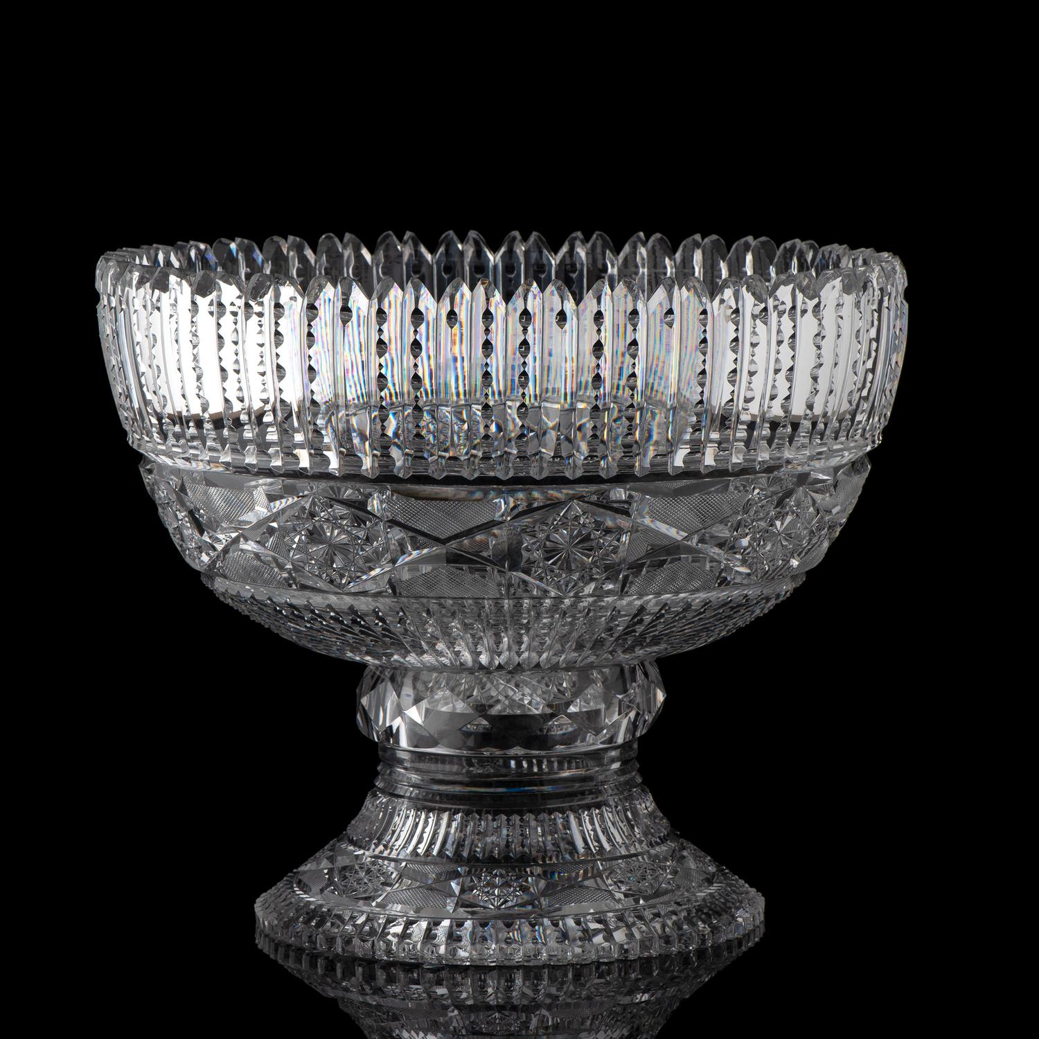 A Brilliant-Period Cut Glass Punch Bowl and Stand