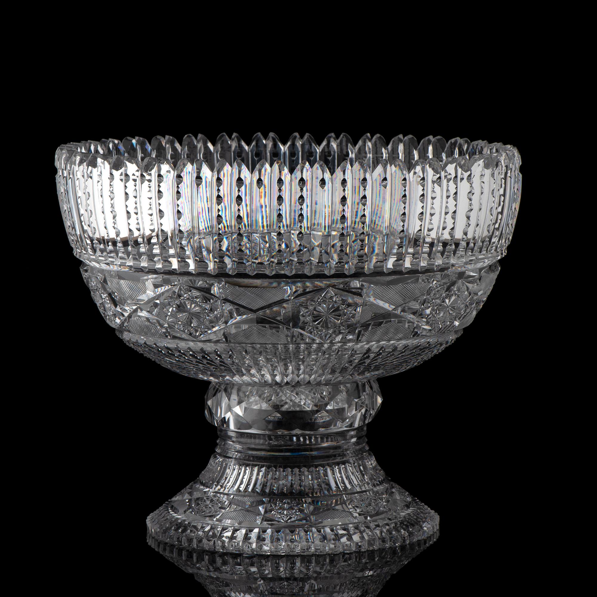 A Brilliant-Period Cut Glass Punch Bowl and Stand