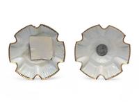 A Pair of Battersea Enamel Candlesticks