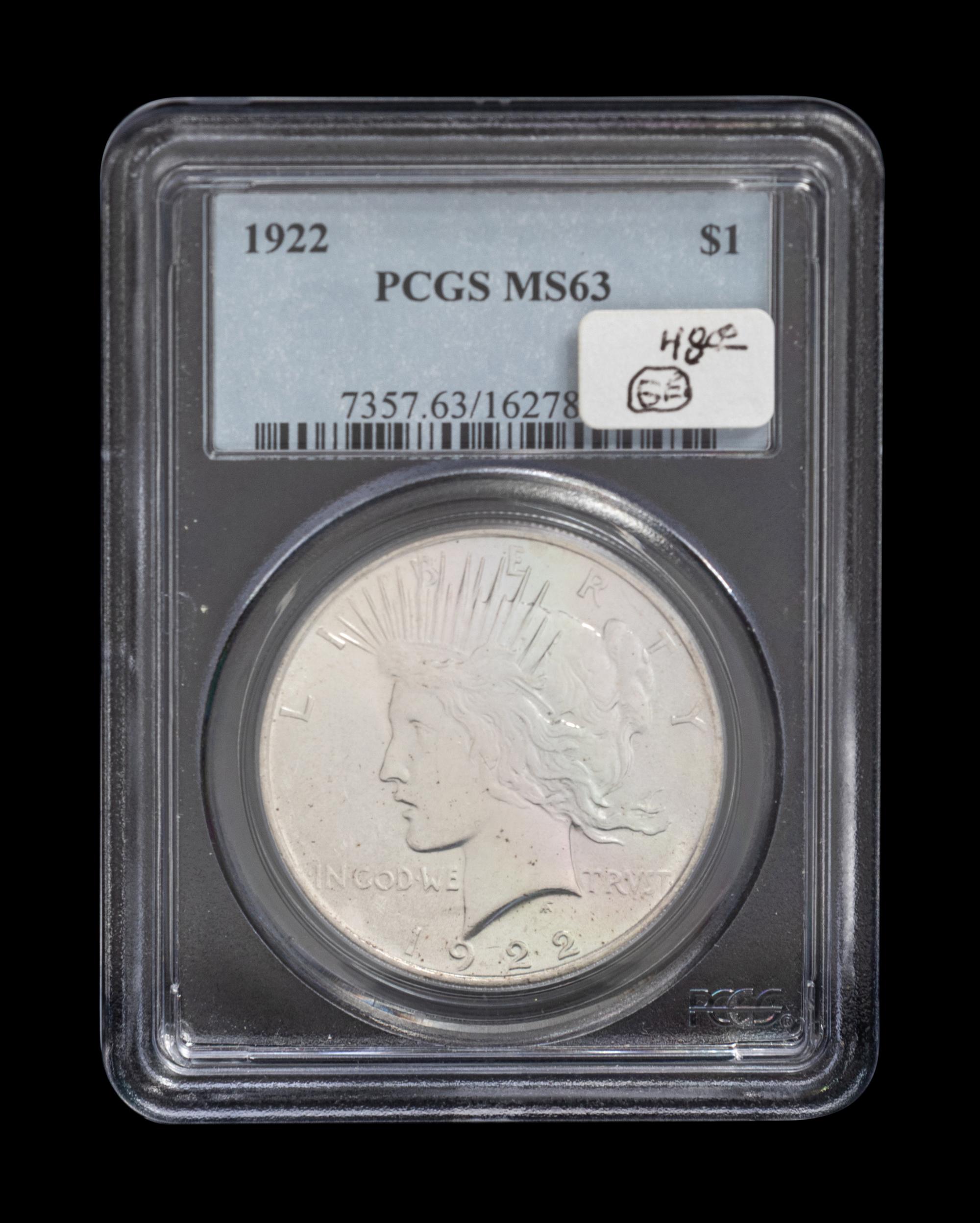 A 1922 Peace $1 Coin (PCGS MS63)