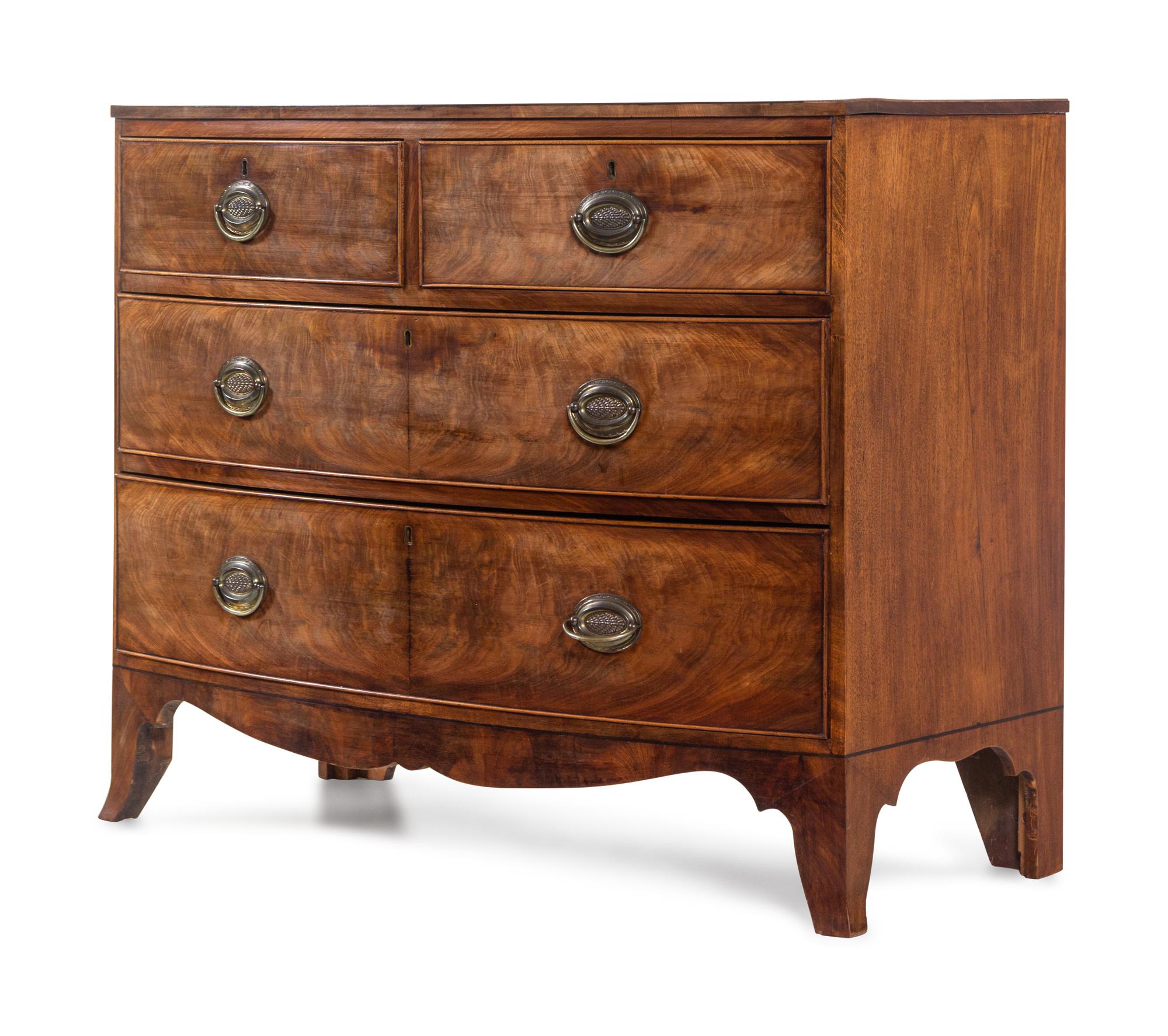 A George III Mahogany and Walnut Chest of Drawers