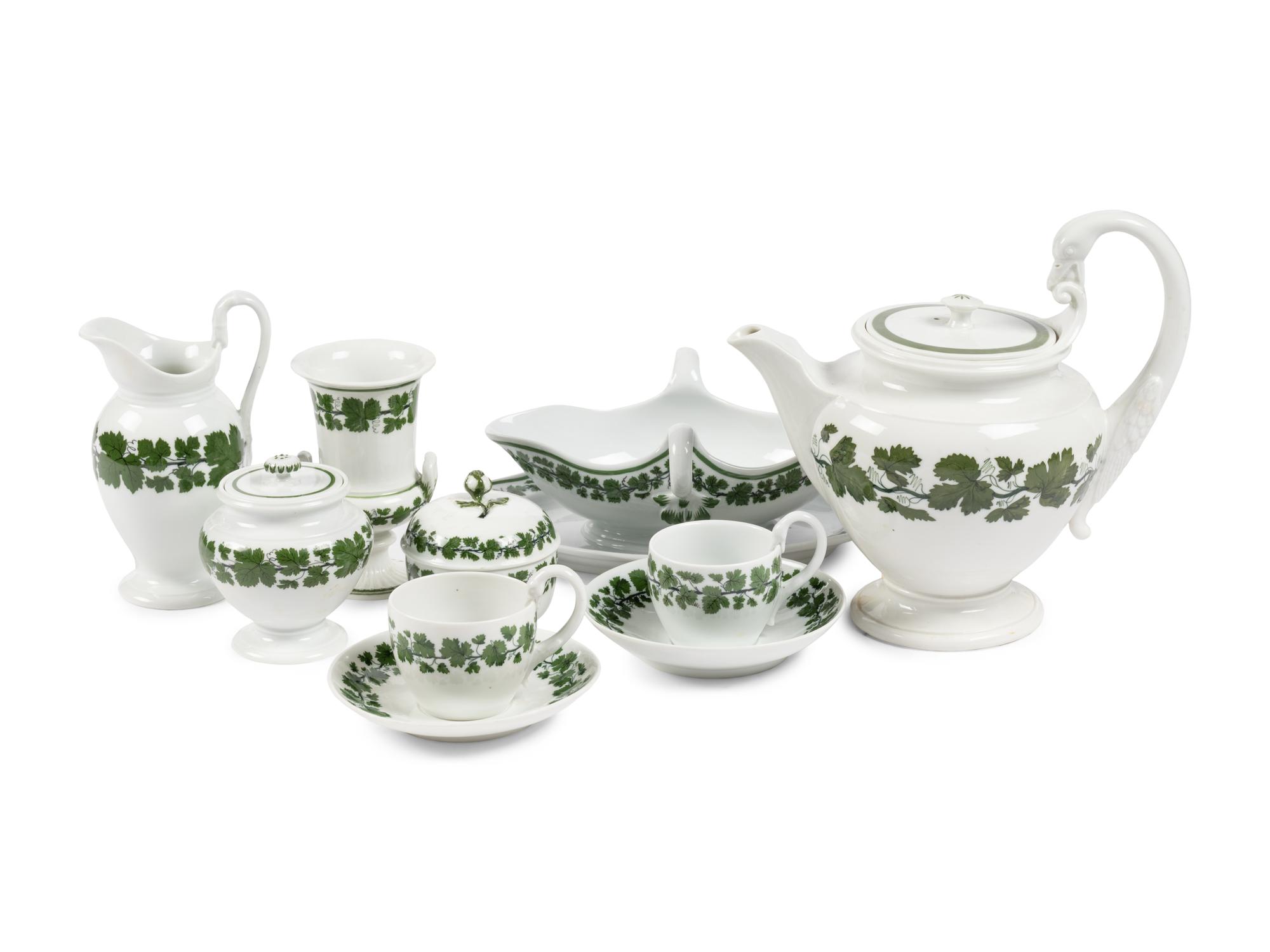 A Meissen Green Vine Porcelain Dinner Service