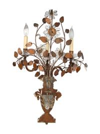 A Gilt Metal and Cut Glass Three-Light Sconce