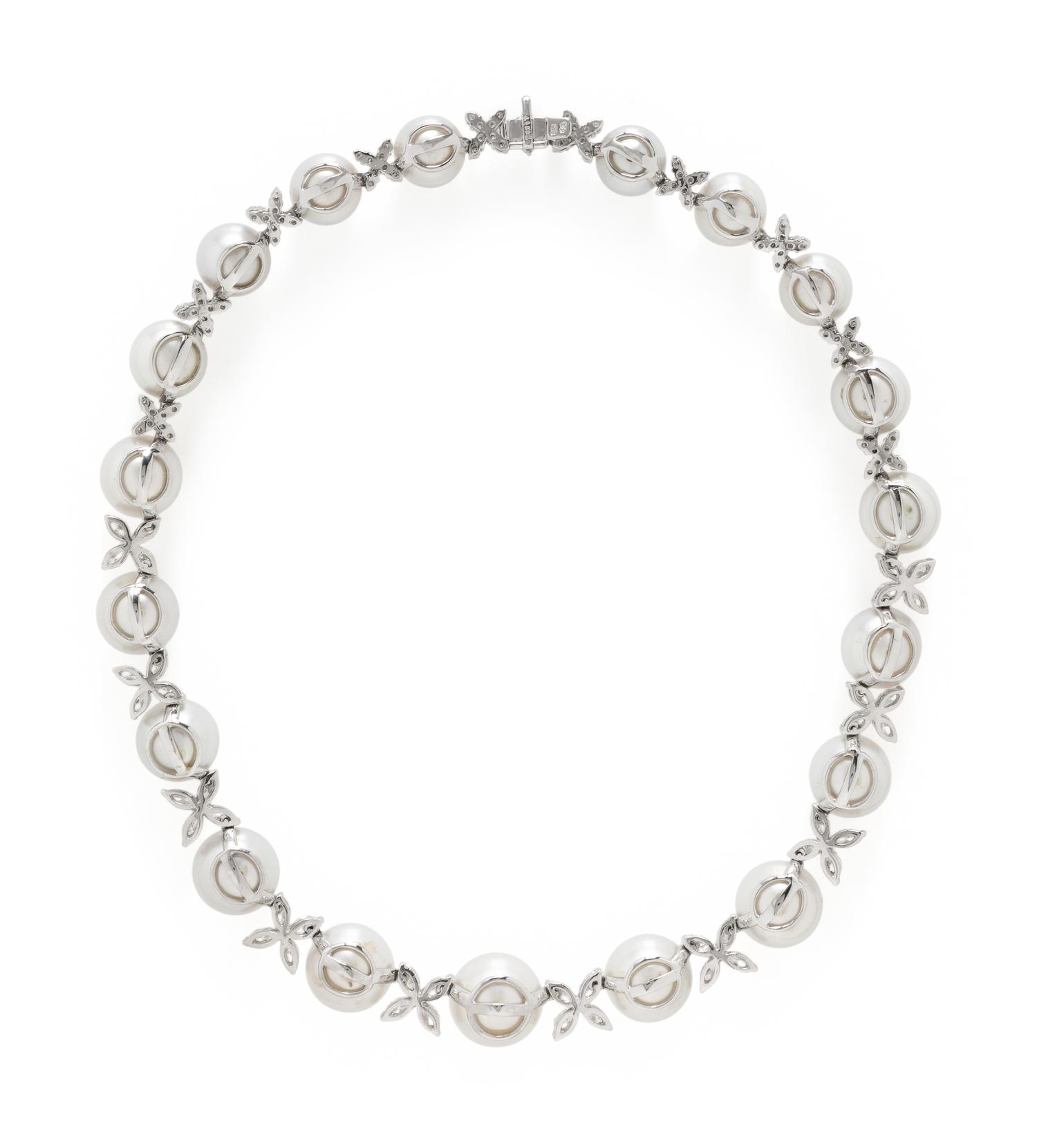 CULTURED PEARL AND DIAMOND NECKLACE
