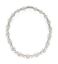 CULTURED PEARL AND DIAMOND NECKLACE