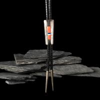 Victor Beck (Diné, 1941-2022) — Fluted Silver Bolo Tie with Inlay