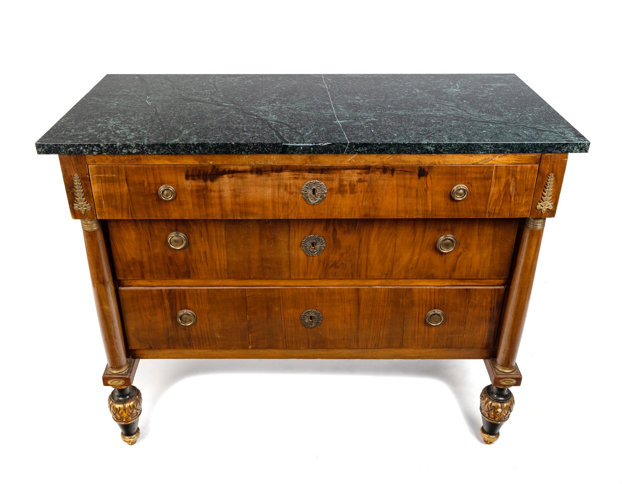 A Northern European Mahogany Marble-Top Commode with Painted Feet — FIRST HALF 19TH CENTURY