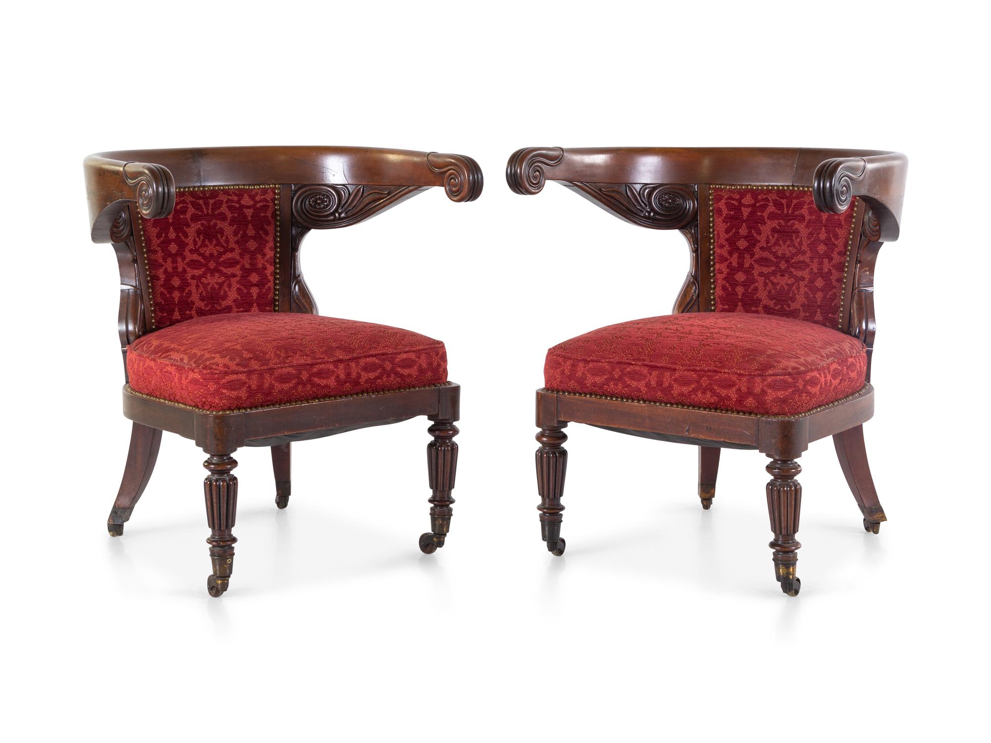 A Pair of William IV Mahogany Armchairs