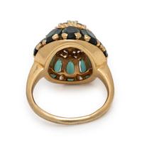 Diamond, Green Tourmaline, and Yellow Gold Ring