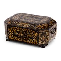 A Chinese Export Laquer Sewing Box