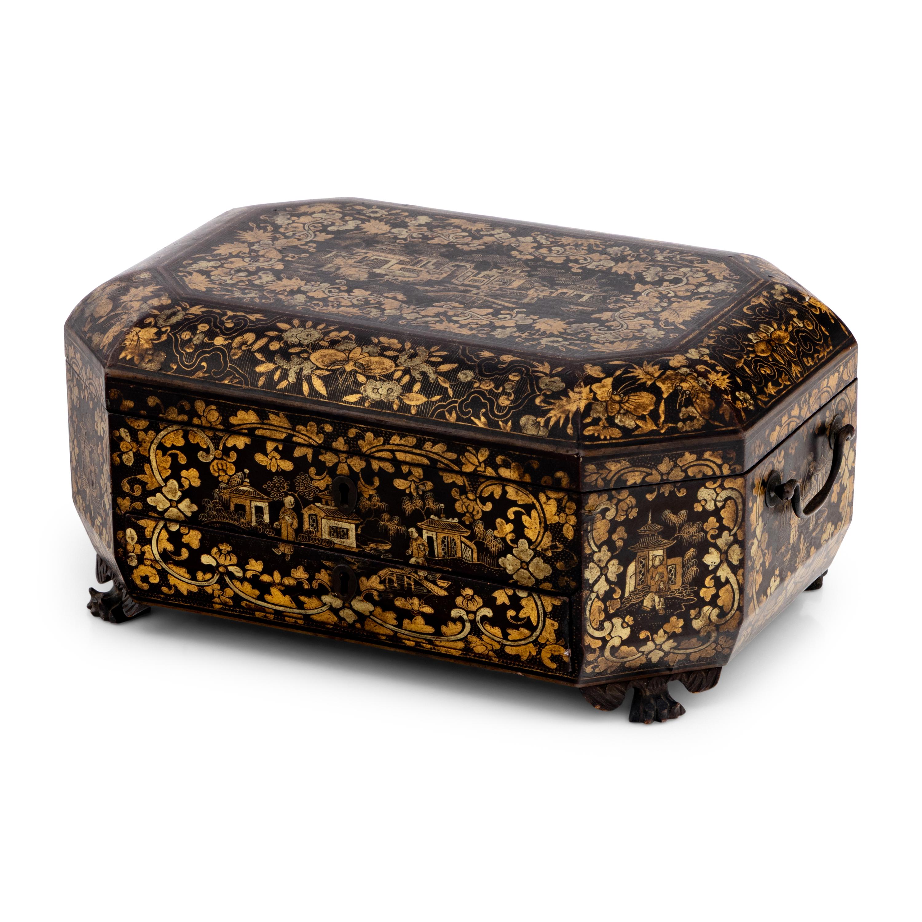 A Chinese Export Laquer Sewing Box