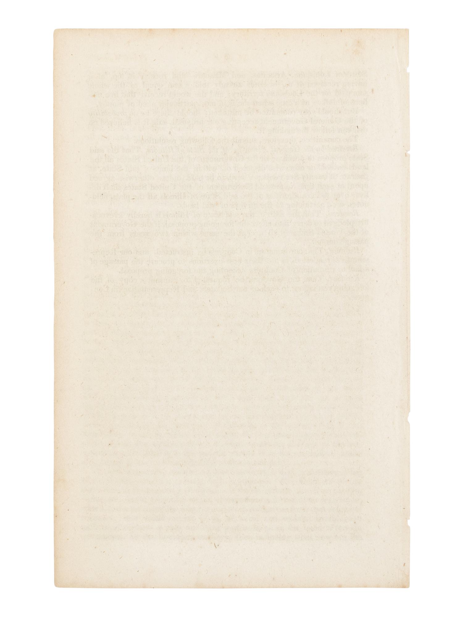 LINCOLN, Abraham (1809-1865). Public Lands in Illinois. January 17, 1839. Read, laid on the table, and ordered to be printed. Mr. Lincoln, from the Committee on Finance, made the following Report.. . [Vandalia, Illinois], 1839.