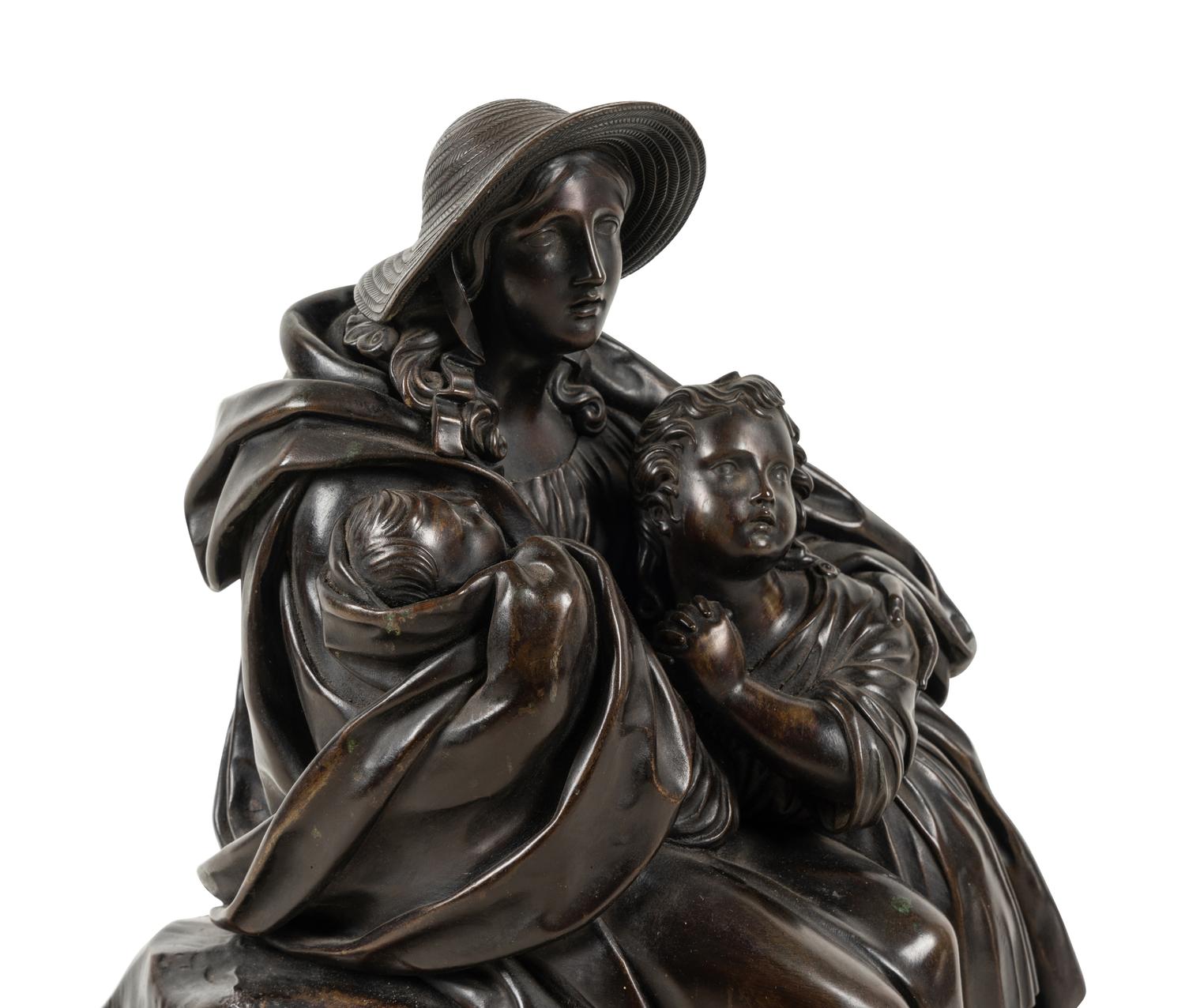 A Louis Philippe Bronze Figural Mantel Clock