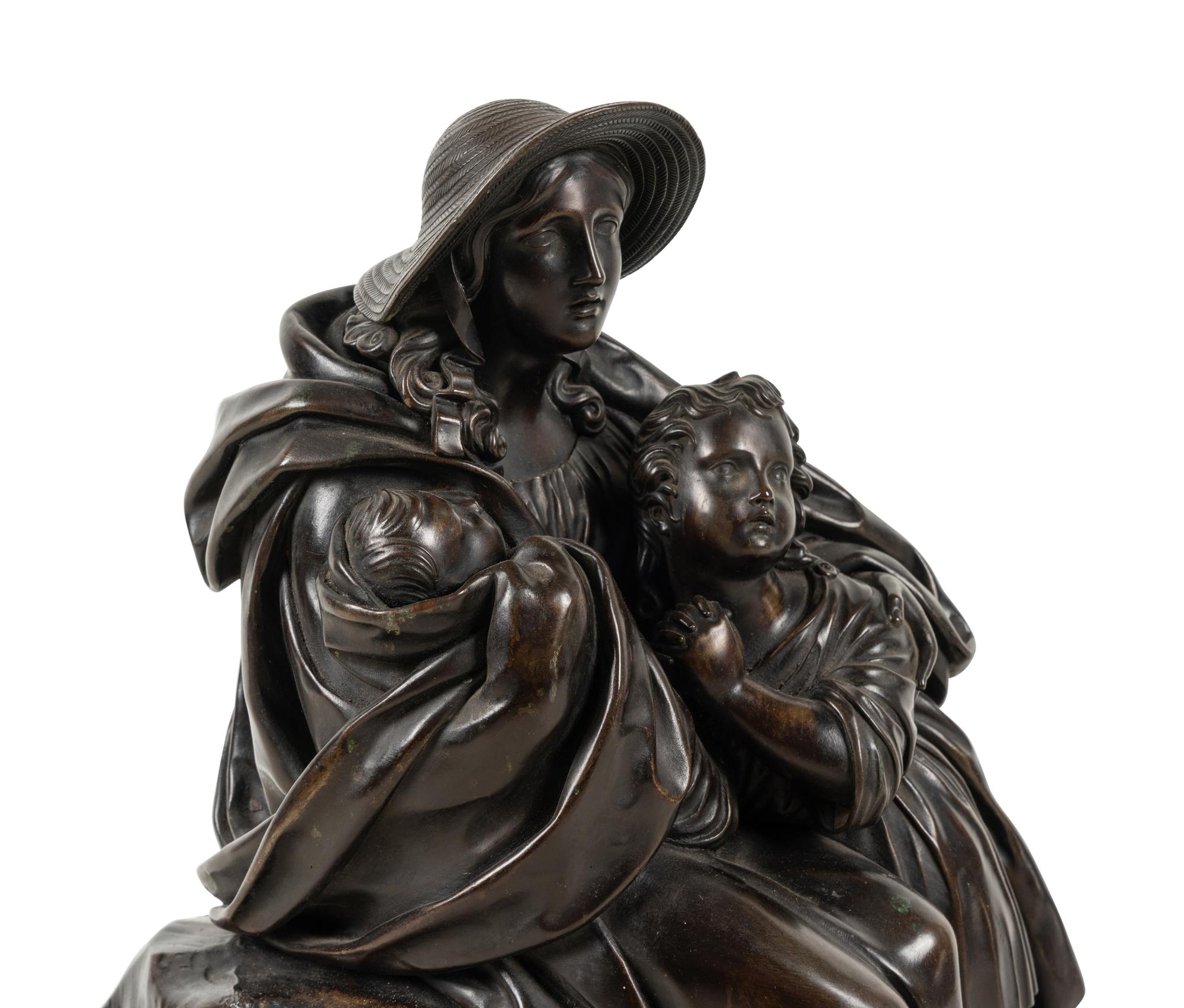 A Louis Philippe Bronze Figural Mantel Clock