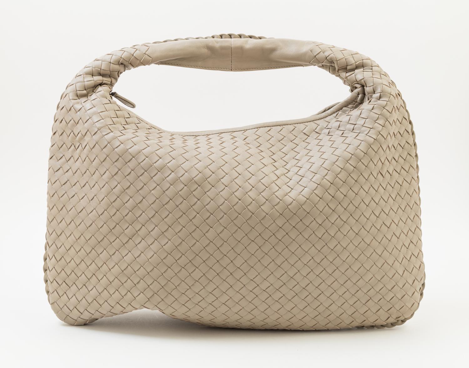 A Bottega Veneta Taupe Intrecciato Large Hobo Bag, 18" x 12" x 1.5"; Strap drop: 6".