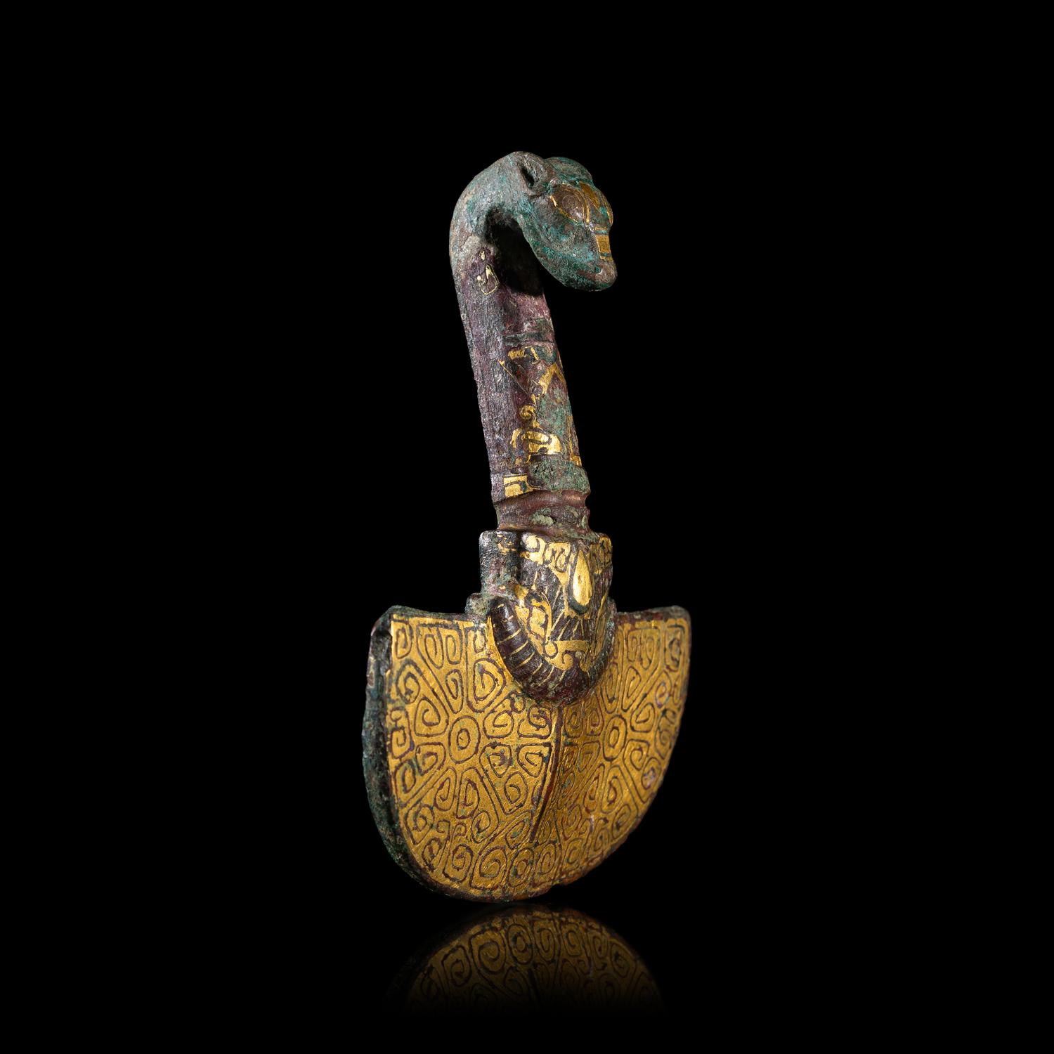Three Chinese Metal Garment Hooks, Warring State Period-Han Dynasty 戰國-漢 帶 鉤 三件