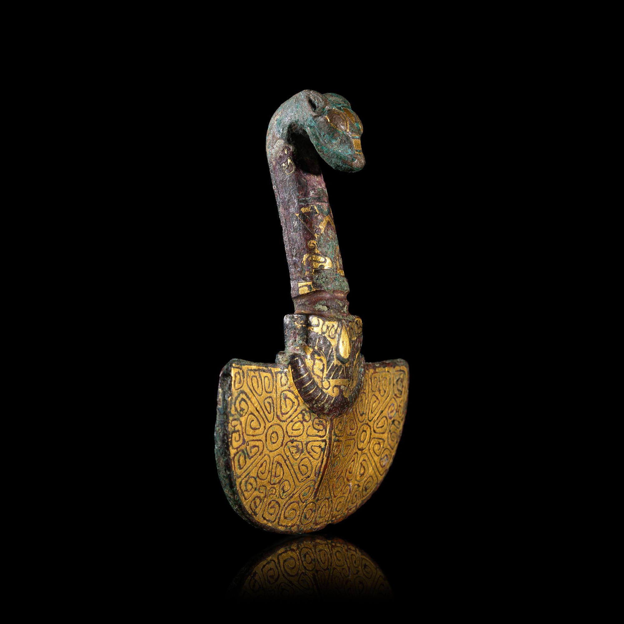 Three Chinese Metal Garment Hooks, Warring State Period-Han Dynasty 戰國-漢 帶 鉤 三件
