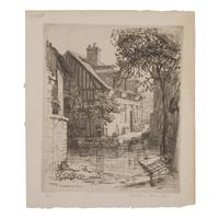 Caroline Helena Armington (American, 1875–1939) — Le Petit Pont a Moret , 1917; Together with Quoi Vert, Bruges , 1908 ; and Ferme a Caudebec-en-Caux , 1921 (Three Works)
