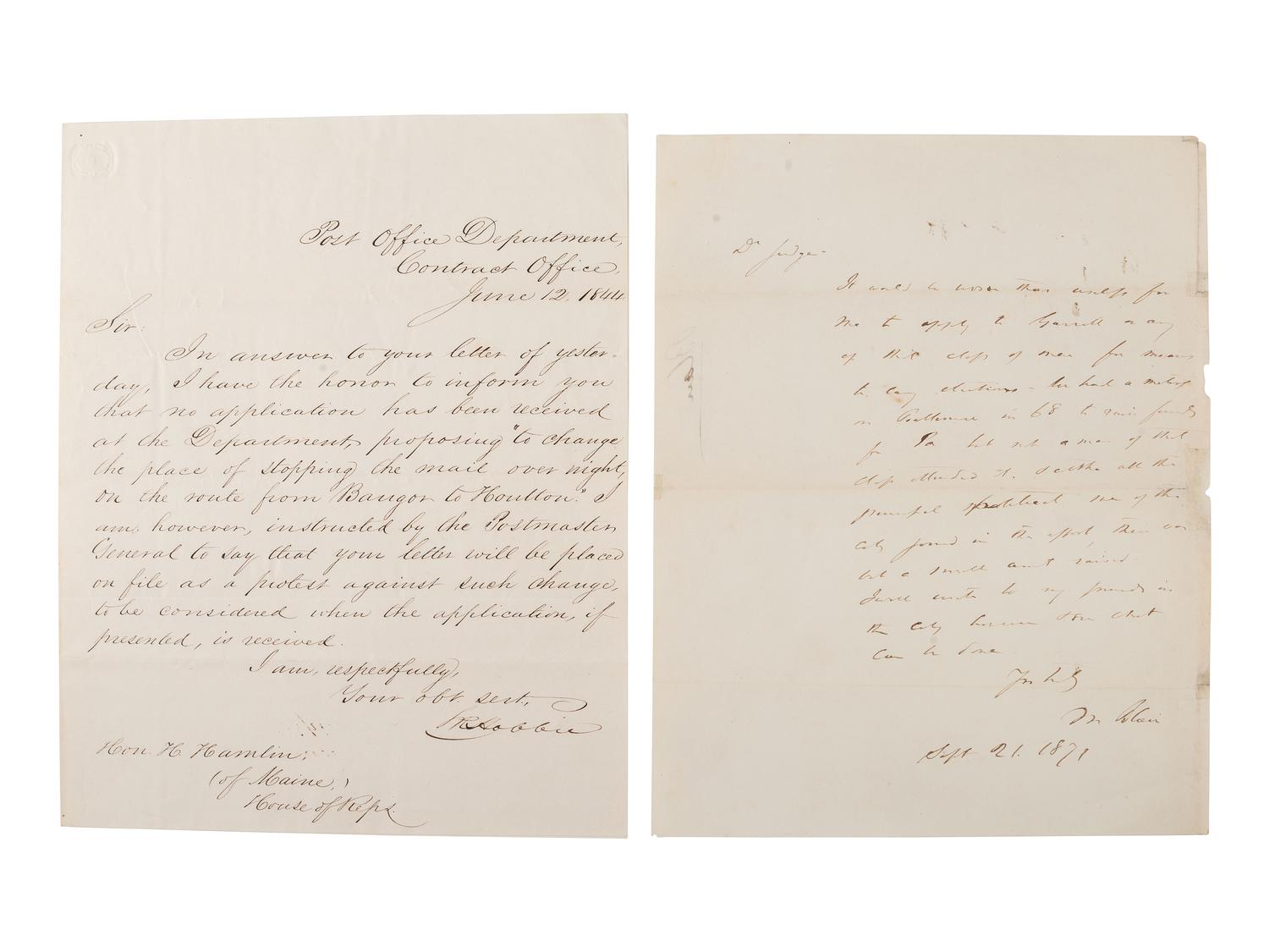 [LINCOLN, Abraham (1809-1865)]. Autographs of Lincoln friends and associates, including: