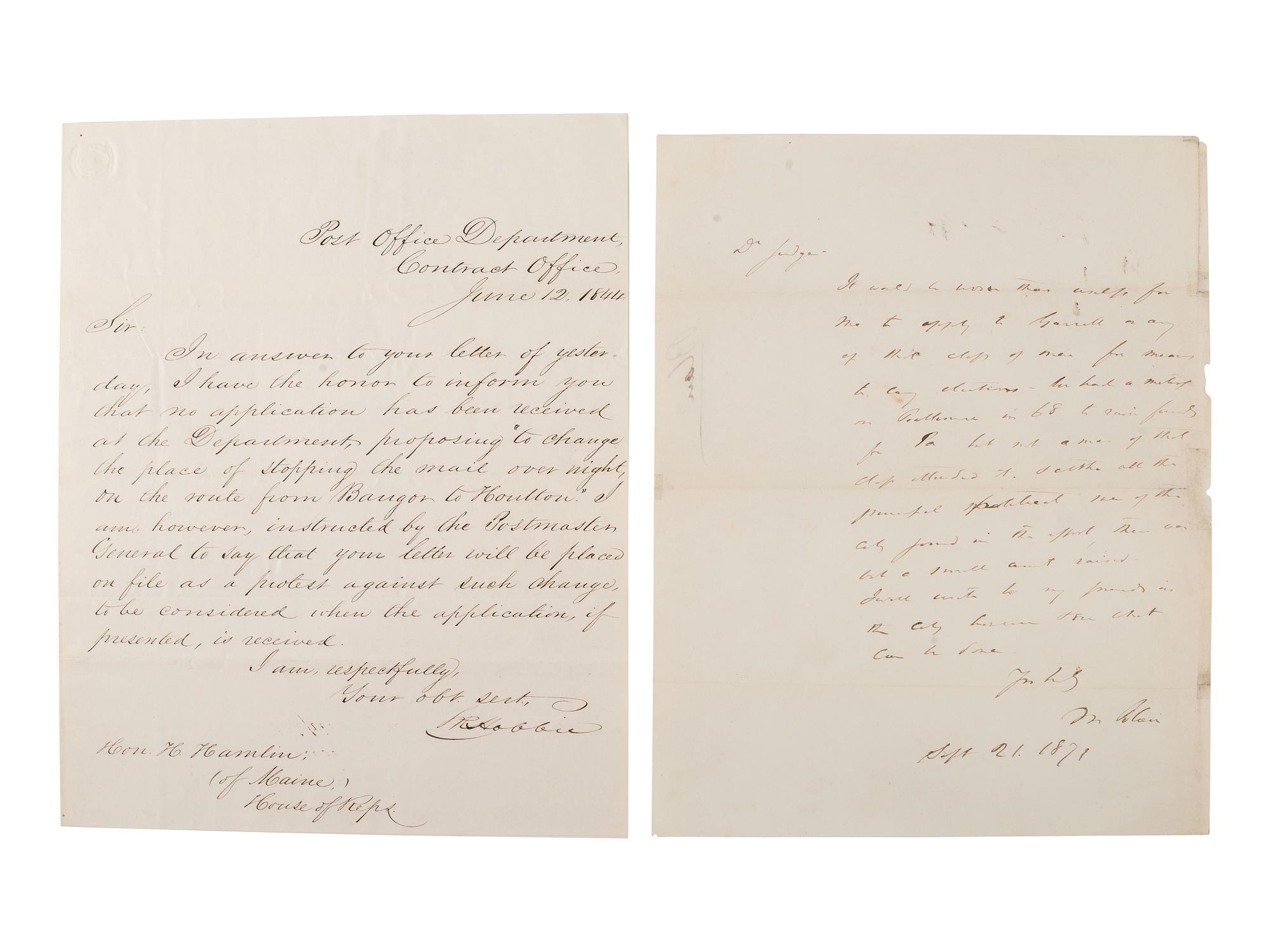 [LINCOLN, Abraham (1809-1865)]. Autographs of Lincoln friends and associates, including: