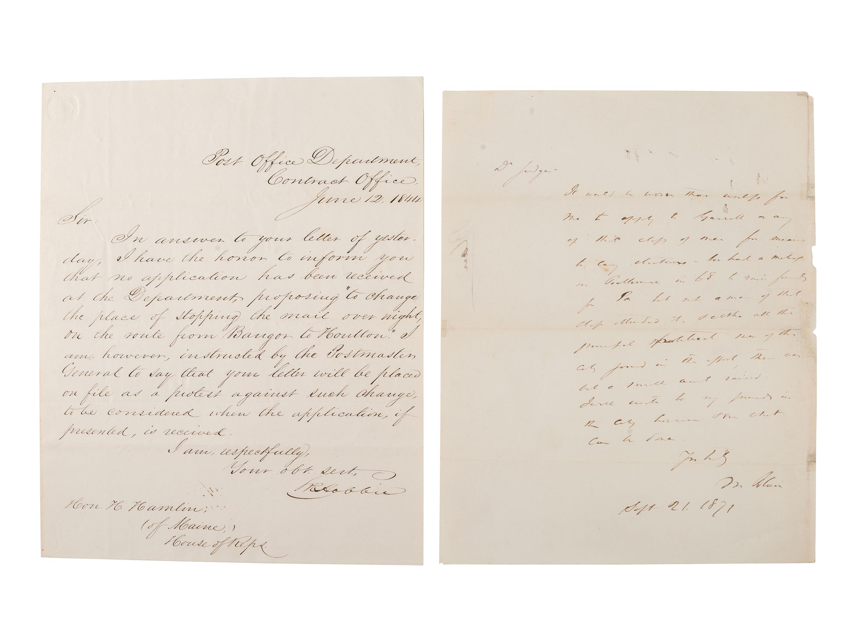 [LINCOLN, Abraham (1809-1865)]. Autographs of Lincoln friends and associates, including: