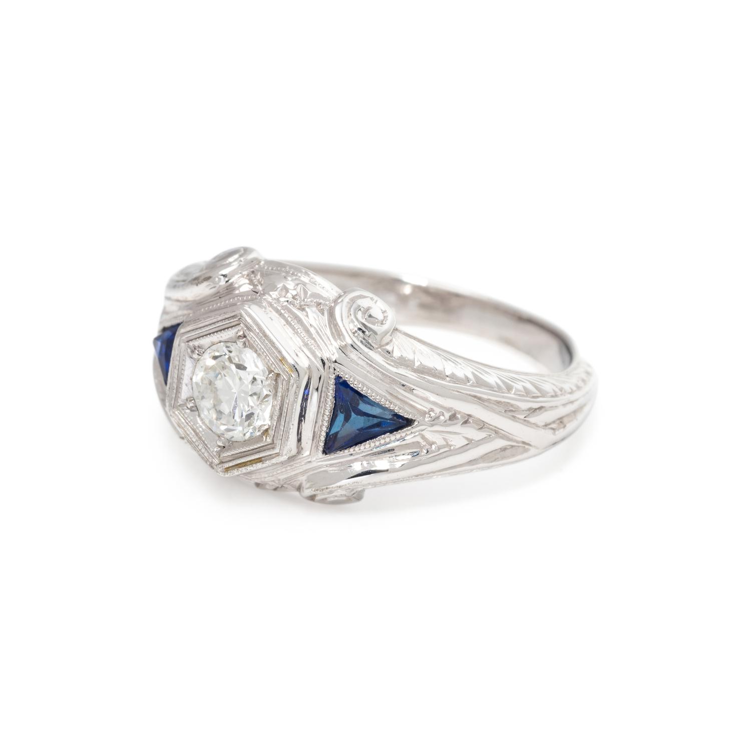 DIAMOND AND SYNTHETIC SAPPHIRE RING