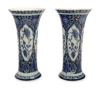 A Pair of Delft Ware Trumpet Vases