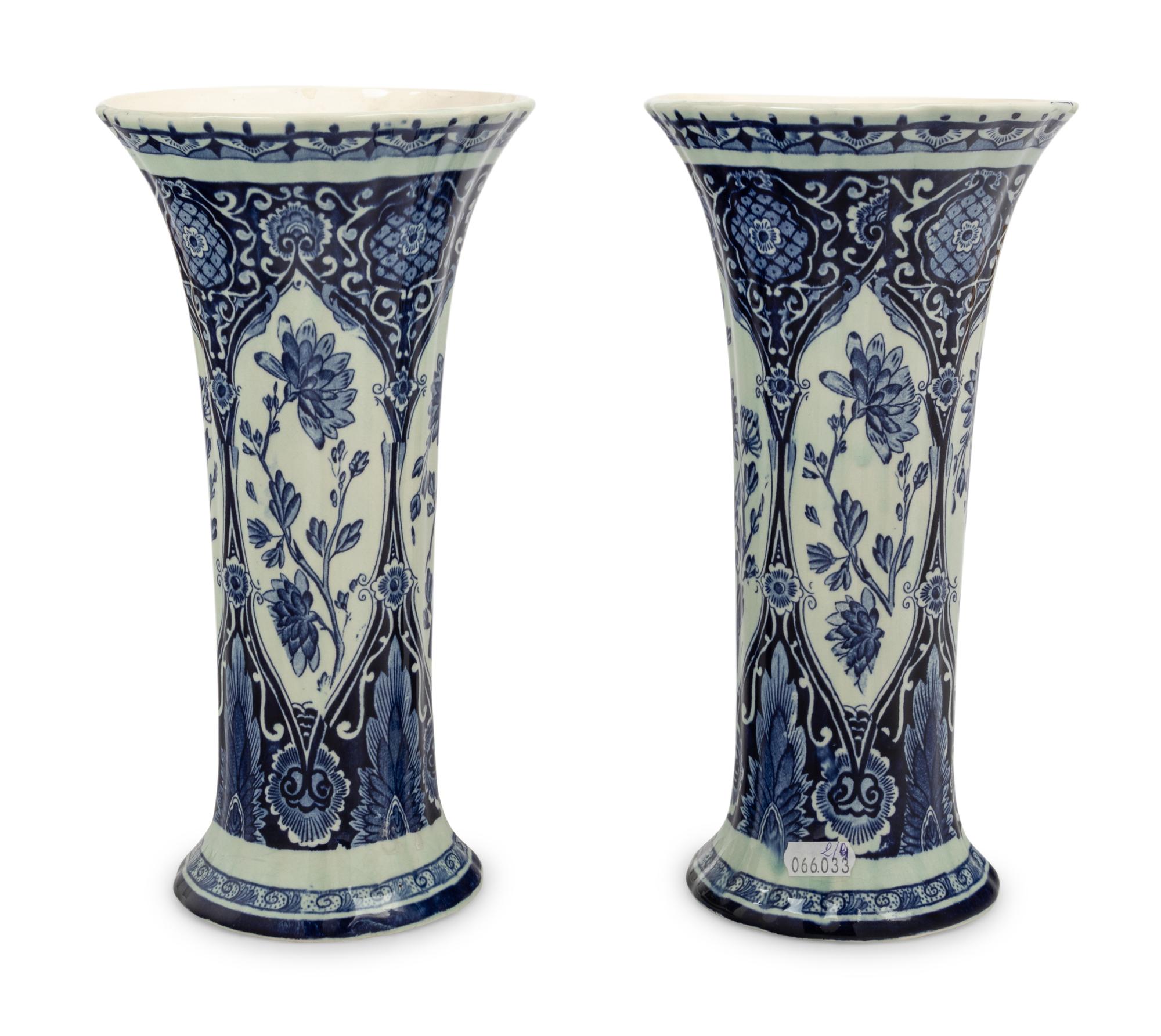 A Pair of Delft Ware Trumpet Vases