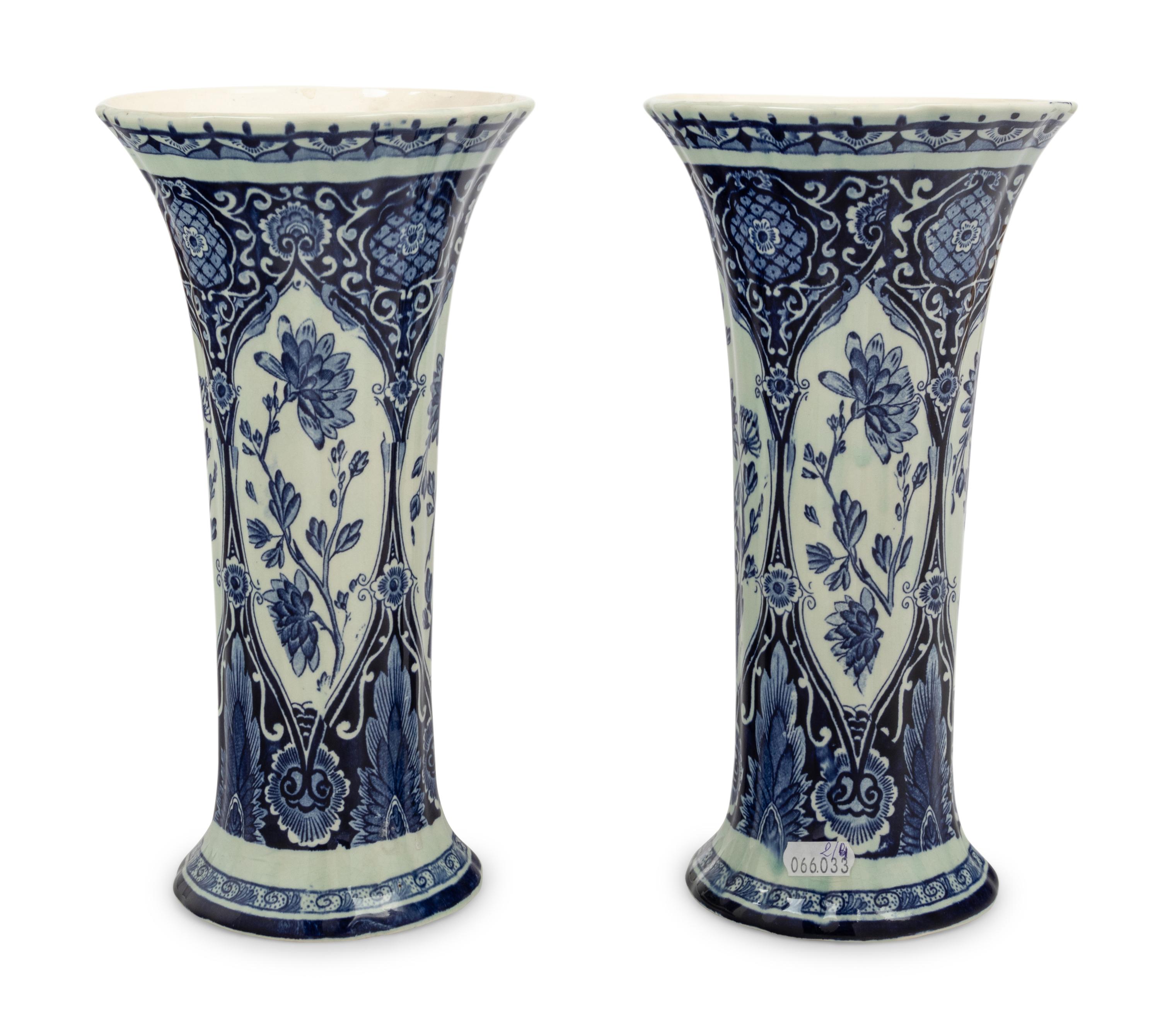 A Pair of Delft Ware Trumpet Vases