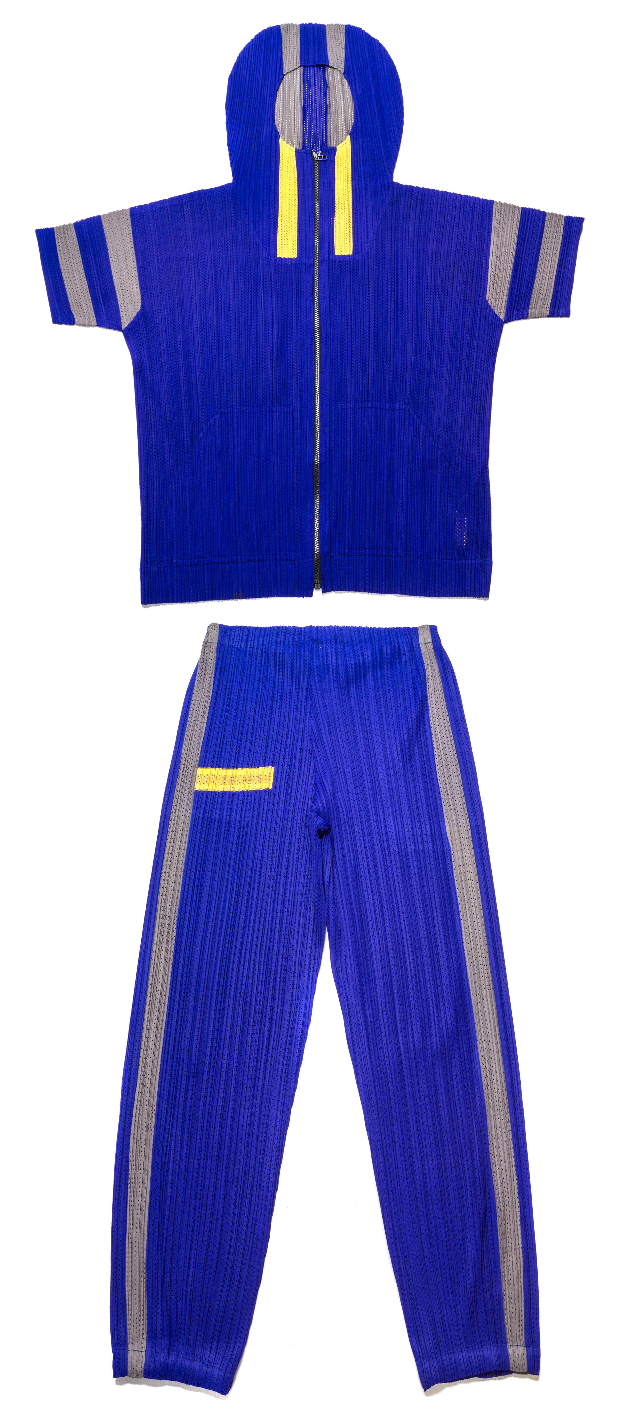 An Issey Miyake Purple Pleated Perforated Pant Ensemble,
