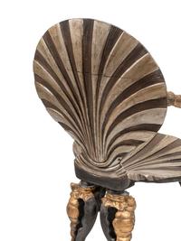 A Pair of Italian Grotto Style Gilt and Silvered Wood Armchairs