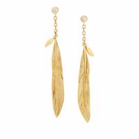 H. Stern, Yellow Gold and Diamond Feather Earrings