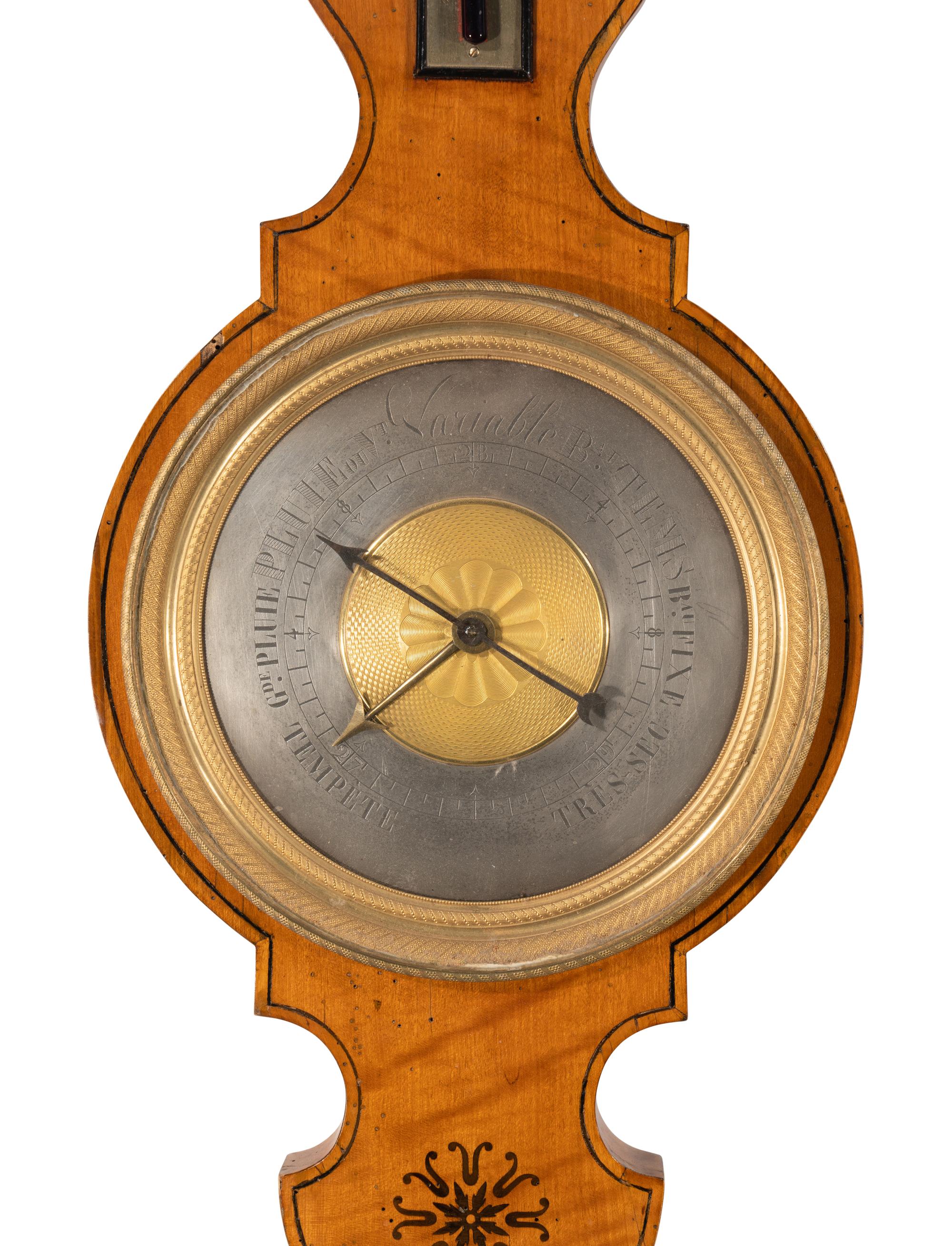 An English Satinwood Wheel Barometer