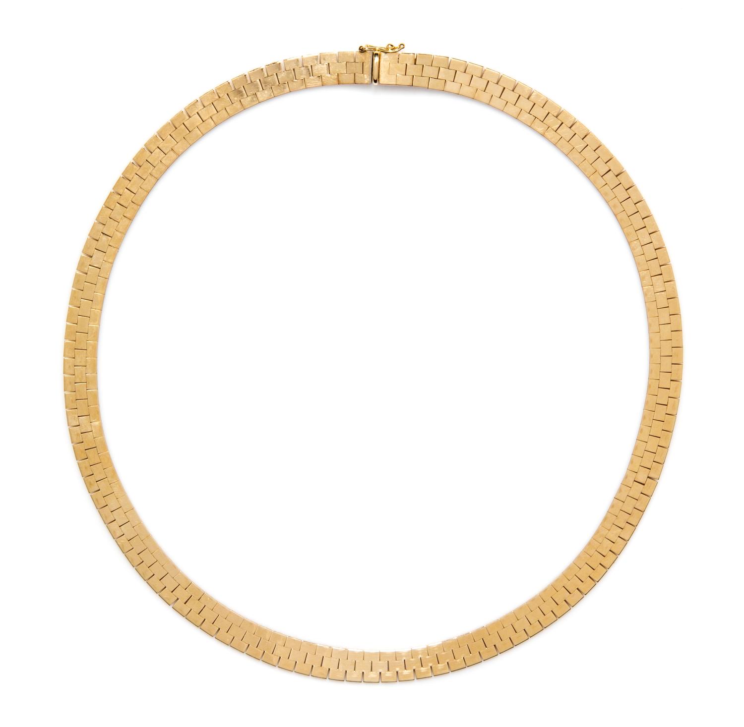 A 14 Karat Yellow Gold Brick Link Chain Necklace, 22.30 dwts.