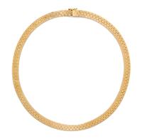 A 14 Karat Yellow Gold Brick Link Chain Necklace, 22.30 dwts.