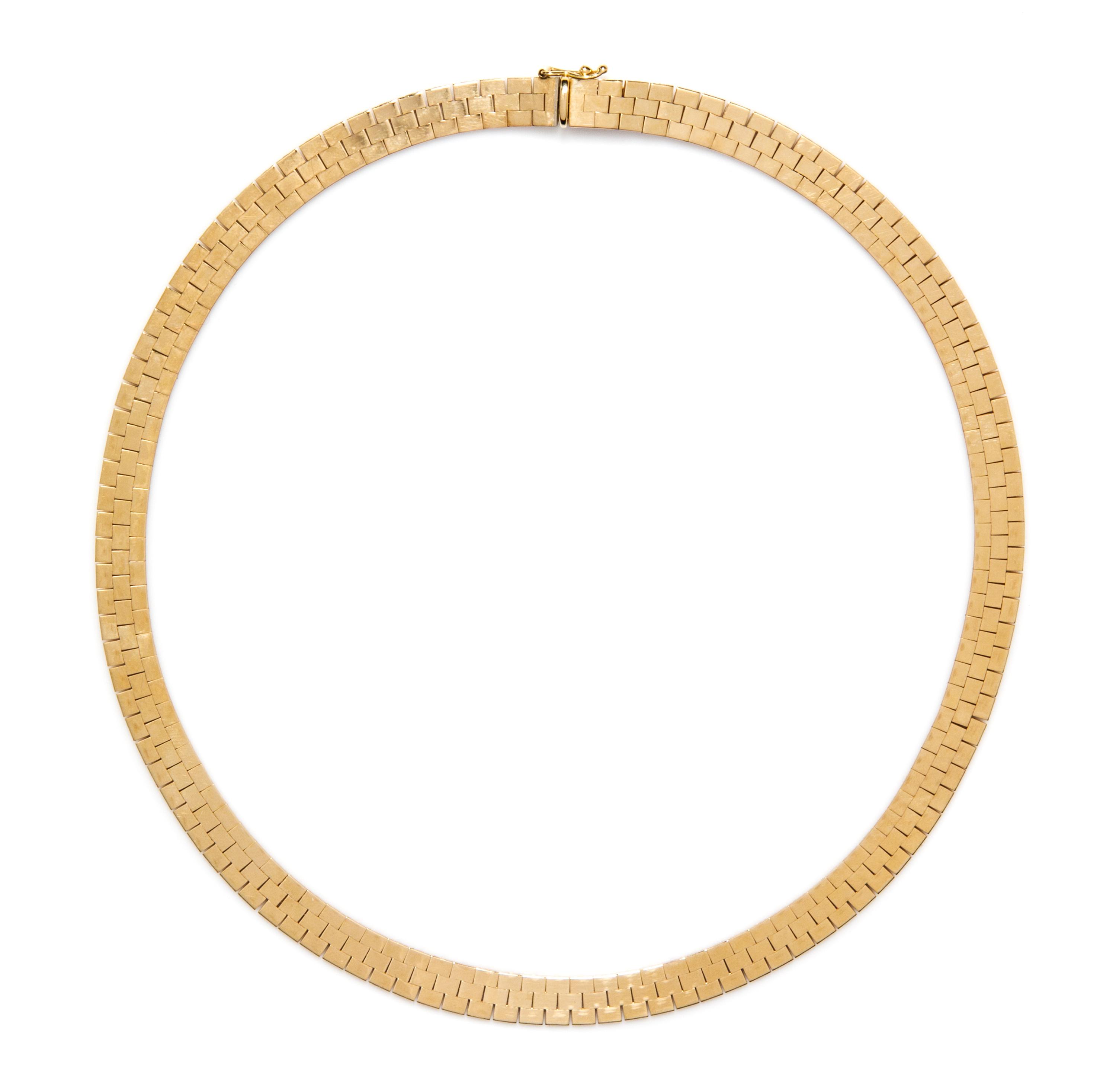 A 14 Karat Yellow Gold Brick Link Chain Necklace, 22.30 dwts.